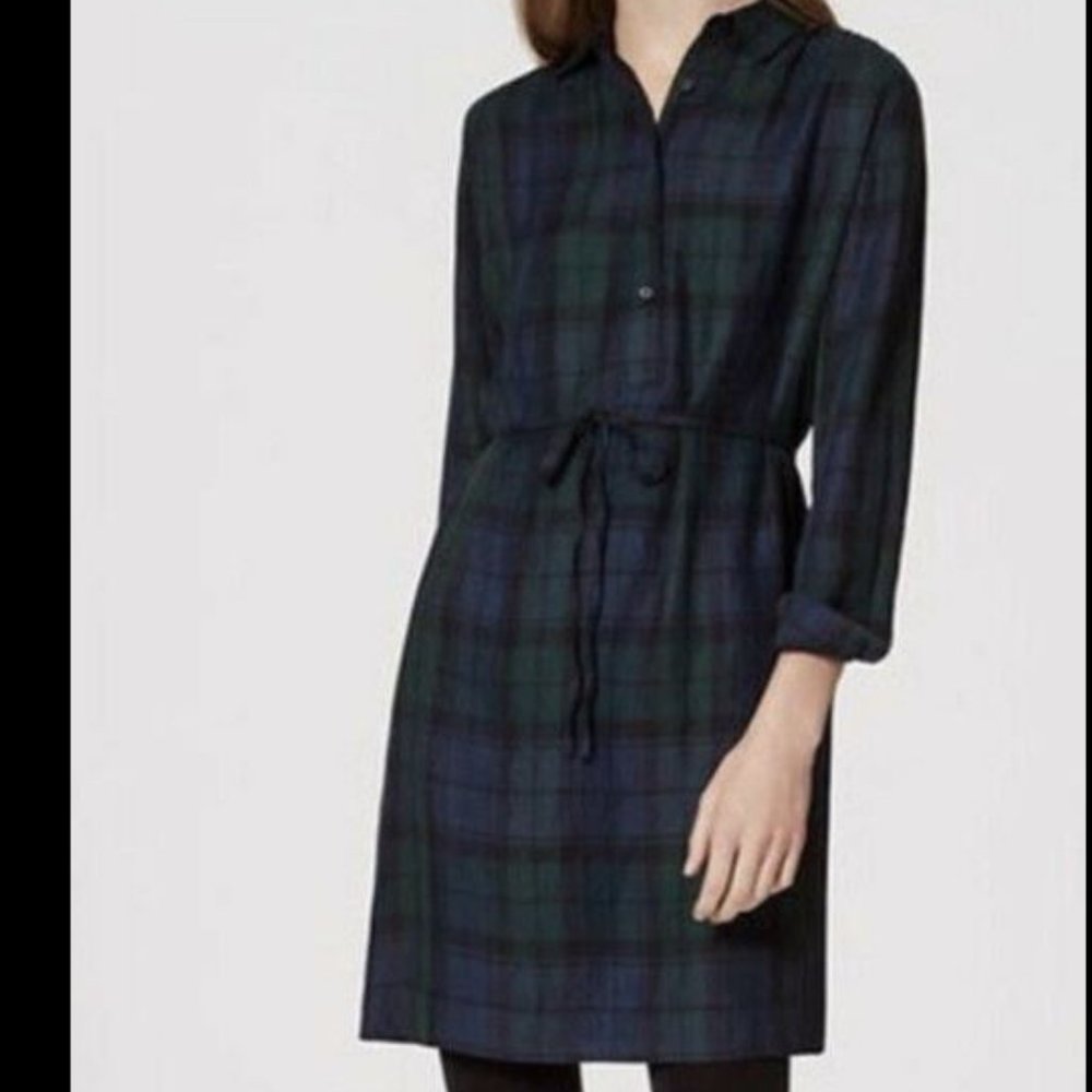 Loft Plaid Button down Sheath dress